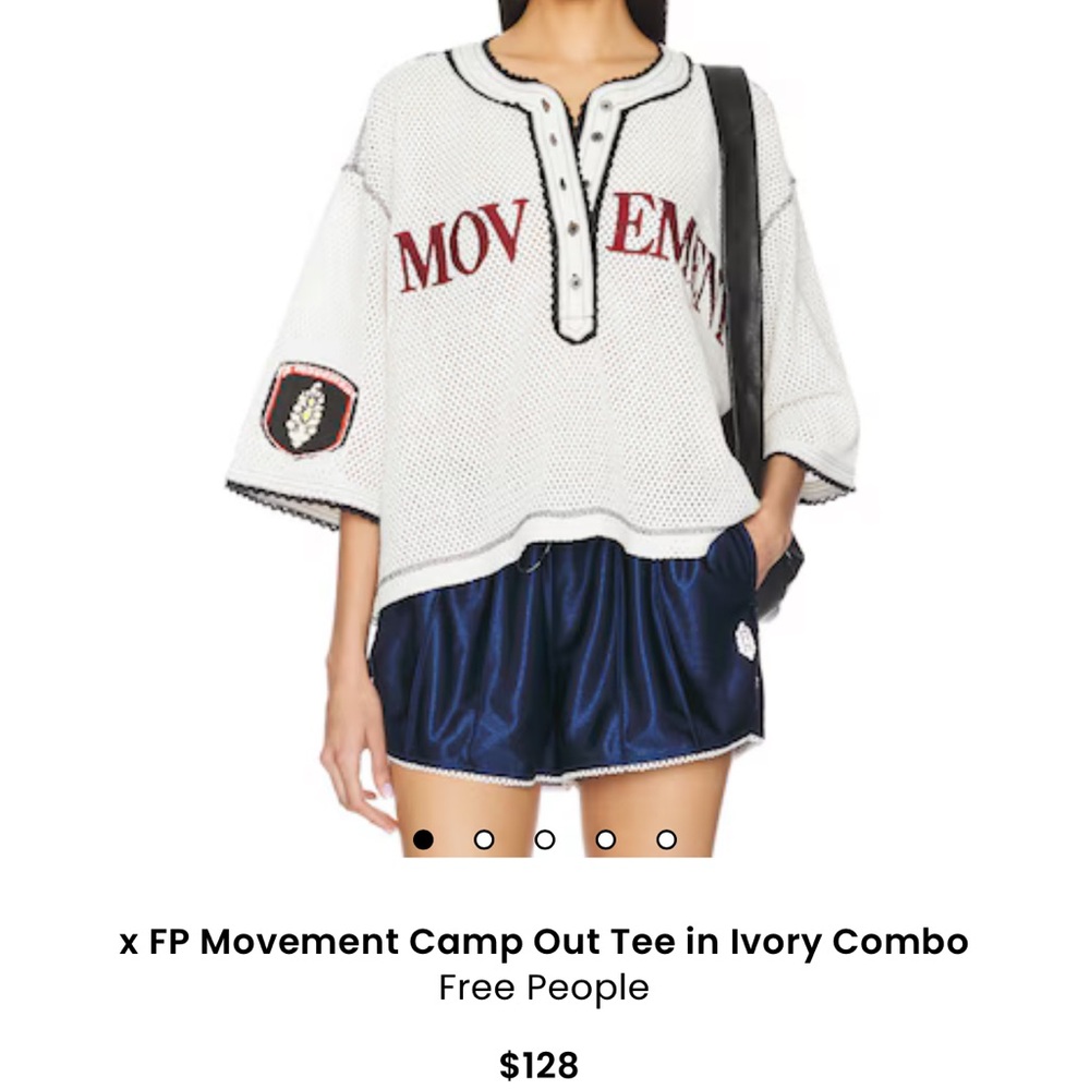 FP Movement by Free People White and Black Short Sleeve Tee
